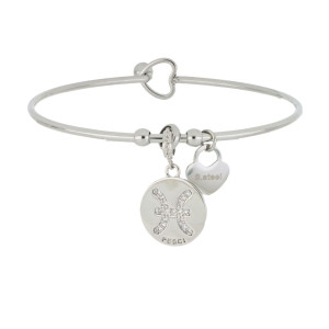 BRACCIALE PENSIERO OROSCOPO CON SEGNO PESCI MM 15 IN ACCIAIO