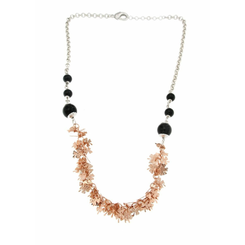 COLLANA "AMAZZONE" IN OTTONE BICOLORE E ONICE NERO