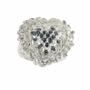 ANELLO "AMAZZONE" IN OTTONE CON ONICE NERO CUORE