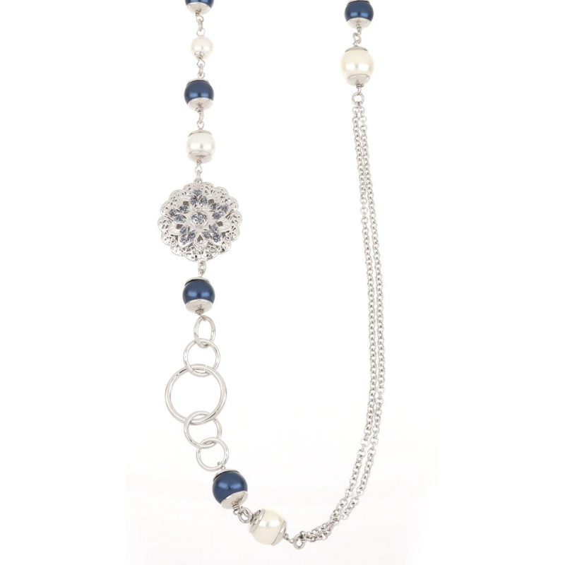 COLLANA "AMAZZONE" IN OTTONE CON ONICE NERO FIORE