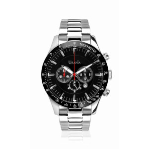 OROLOGIO UOMO CRONO CON CASSA IN ACCIAIO MM 45 CINT ACCIAIO NERO