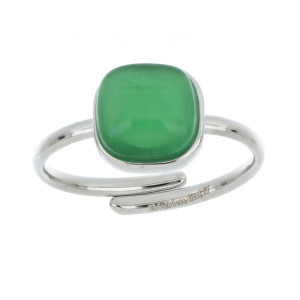 ANELLO "ADANA" CON PIETRA VERDE IN ACCIAIO