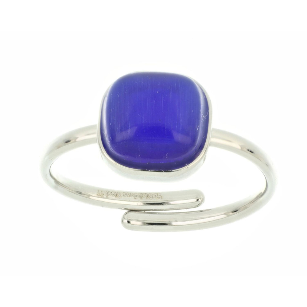 ANELLO ADANA CON PIETRA BLU IN ACCIAIO Gioielli Esclusivi in Argento Acciaio e Ottone Urania Preziosi