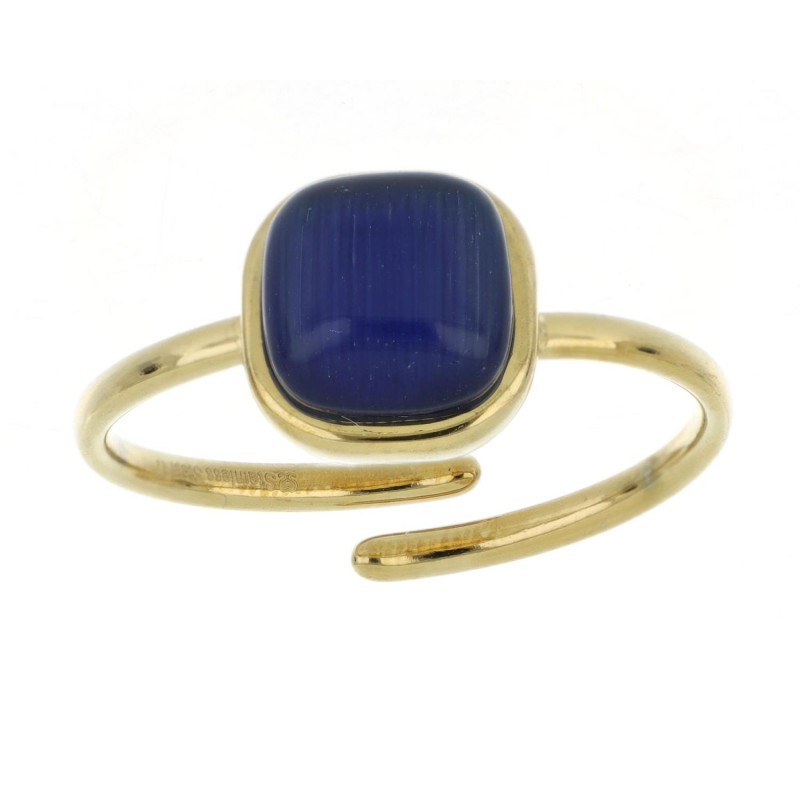 ANELLO "ADANA" CON PIETRA BLU IN ACCIAIO