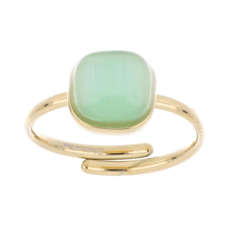 ANELLO "ADANA" CON PIETRA VERDE IN ACCIAIO