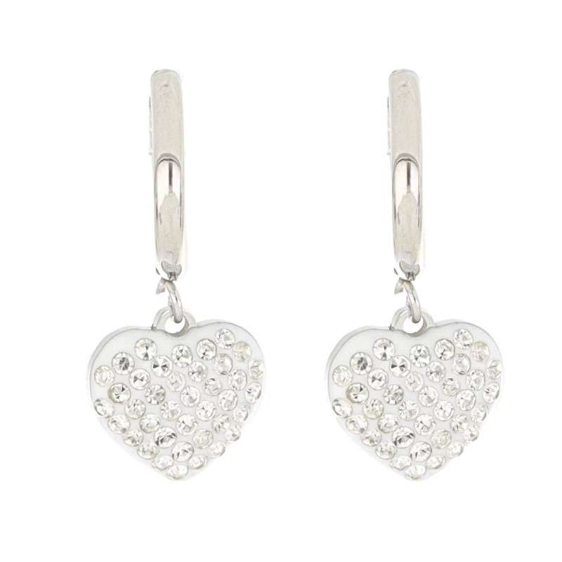 ORECCHINI BOCCOLA "ADANA" CUORE CON ZIRCONI IN ACCIAIO