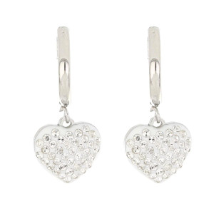ORECCHINI BOCCOLA "ADANA" CUORE CON ZIRCONI IN ACCIAIO