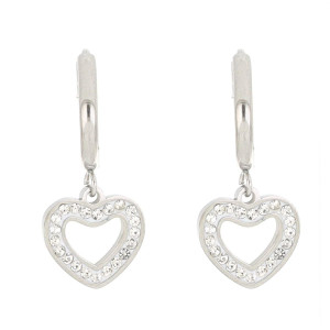 ORECCHINI BOCCOLA "ADANA" CUORE CON ZIRCONI IN ACCIAIO