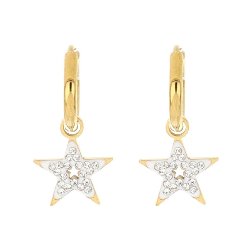 ORECCHINI BOCCOLA "ADANA" STELLE CON ZIRCONI IN ACCIAIO