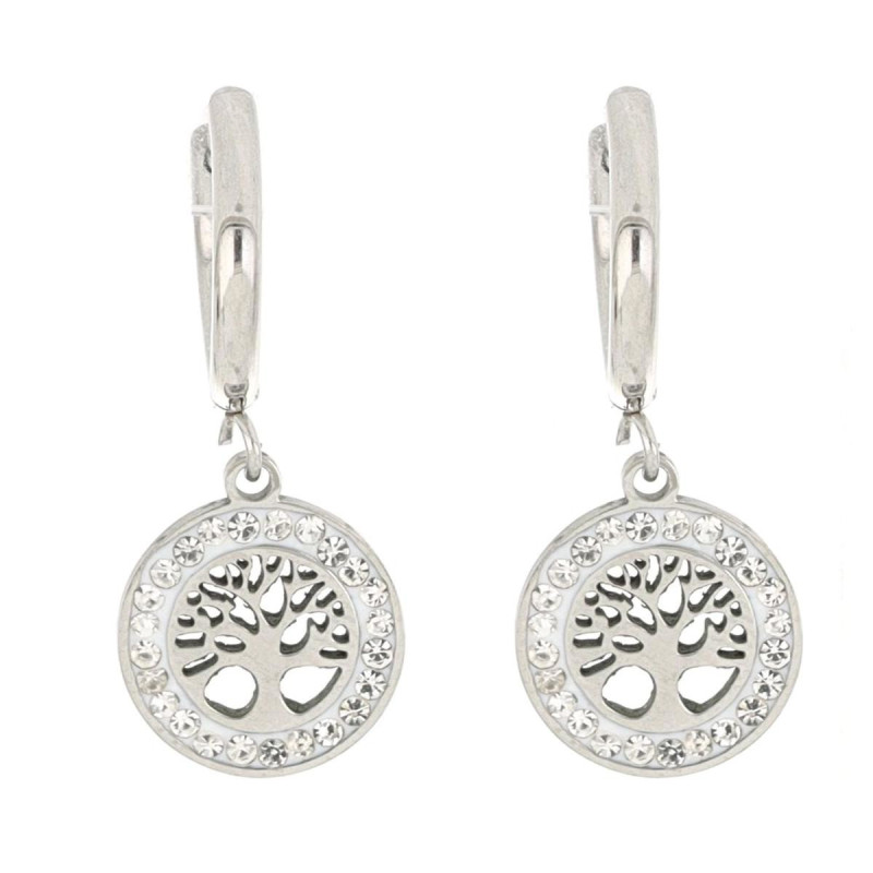 ORECCHINI BOCCOLA "ADANA" ALB. DELLA VITA CON ZIRCONI IN ACCIAIO