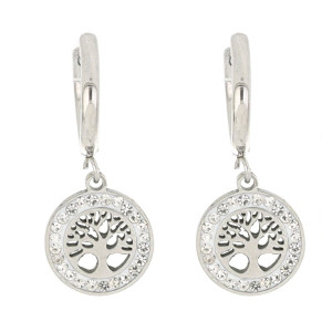 ORECCHINI BOCCOLA "ADANA" ALB. DELLA VITA CON ZIRCONI IN ACCIAIO