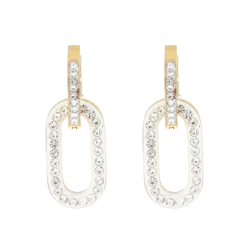 ORECCHINI BOCCOLA "ADANA" CON ZIRCONI IN ACCIAIO