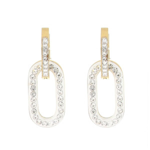 ORECCHINI BOCCOLA "ADANA" CON ZIRCONI IN ACCIAIO