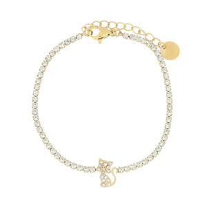 BRACCIALE "ADANA" GATTO CON ZIRCONI IN ACCIAIO