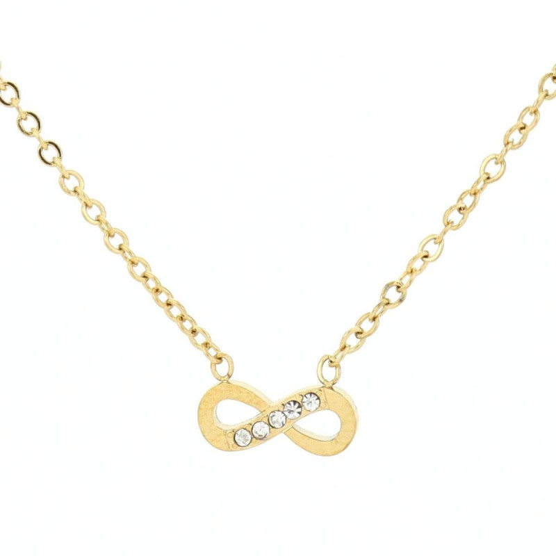 COLLANA "ADANA" INFINITO CON ZIRCONI IN ACCIAIO