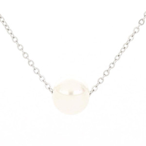 COLLANA CM 40+5 "ADANA" PERLA MM 10 IN ACCIAIO