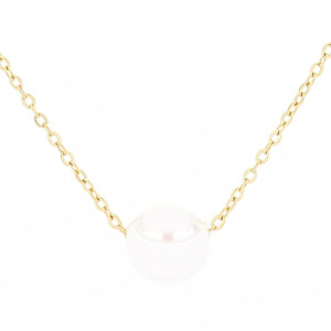 COLLANA CM 40+5 "ADANA" PERLA MM 10 IN ACCIAIO