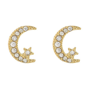 ORECCHINI A LOBO "ADANA" 11MM LUNA CON ZIRCONI IN ACCIAIO
