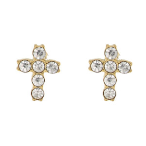 ORECCHINI A LOBO "ADANA" 9MM CROCI CON ZIRCONI IN ACCIAIO