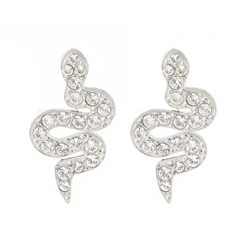ORECCHINI A LOBO "ADANA" SERPENTI CON ZIRCONI IN ACCIAIO