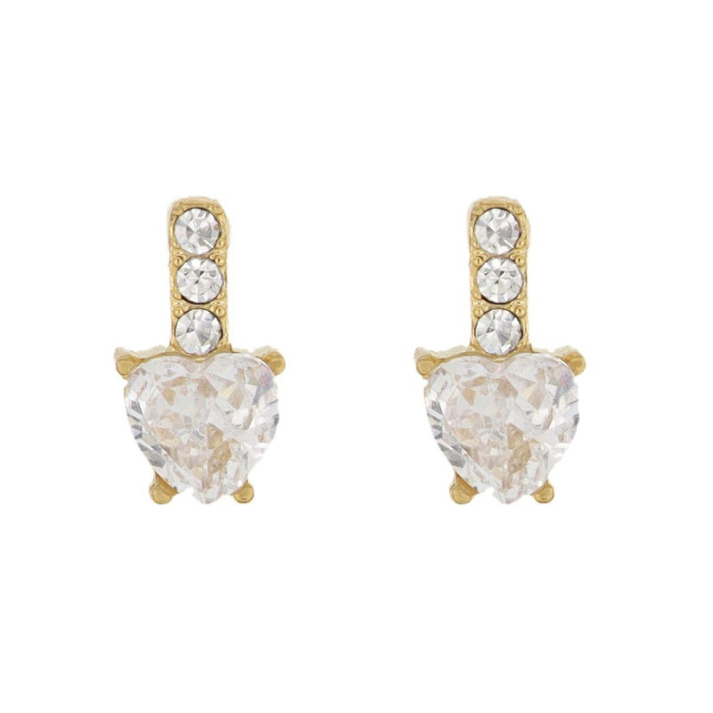 ORECCHINI A LOBO "ADANA" 10MM CUORE CON ZIRCONI IN ACCIAIO