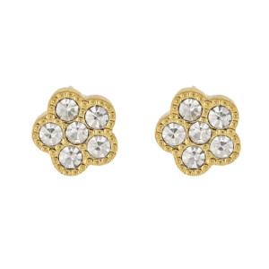ORECCHINI A LOBO "ADANA" 7MM FIORE CON ZIRCONI IN ACCIAIO