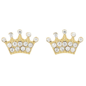 ORECCHINI A LOBO "ADANA" 7MM CORONA CON ZIRCONI IN ACCIAIO