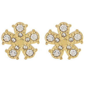ORECCHINI A LOBO "ADANA" 10MM FIORE CON ZIRCONI IN ACCIAIO