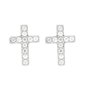 ORECCHINI A LOBO "ADANA" CROCE MM 12x8 CON ZIRCONI IN ACCIAIO