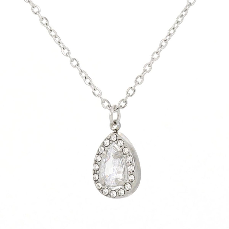 PENDENTE "ADANA" GOCCIA CON ZIRCONI IN ACCIAIO