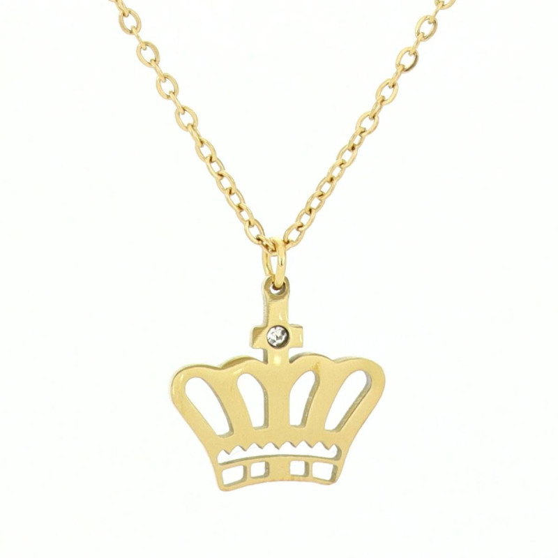 PENDENTE "ADANA" CORONA CON ZIRCONE IN ACCIAIO