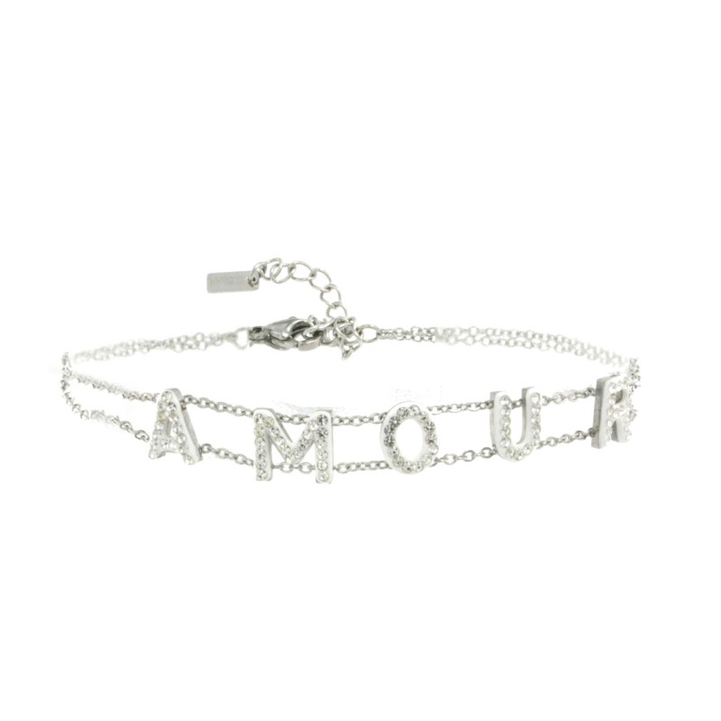 BRACCIALE FRASE IN ACCIAIO "AMOUR"