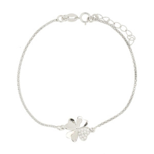 BRACCIALE CM 17+2 PORTAFORTUNA QUADRIFOGLIO MM 5 IN ARGENTO 925