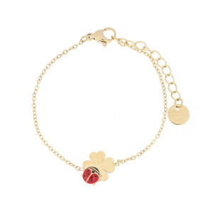 BRACCIALE CM 15+3 QUADRIFOGLIO E COCCINELLA MM 11 IN ACCIAIO