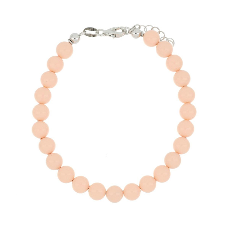 BRACCIALE CM 18+2 DI CORALLO ROSA 6 MM E ARGENTO 925