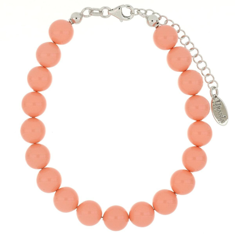 BRACCIALE CM 18+2 DI CORALLO ROSA 6 MM E ARGENTO 925