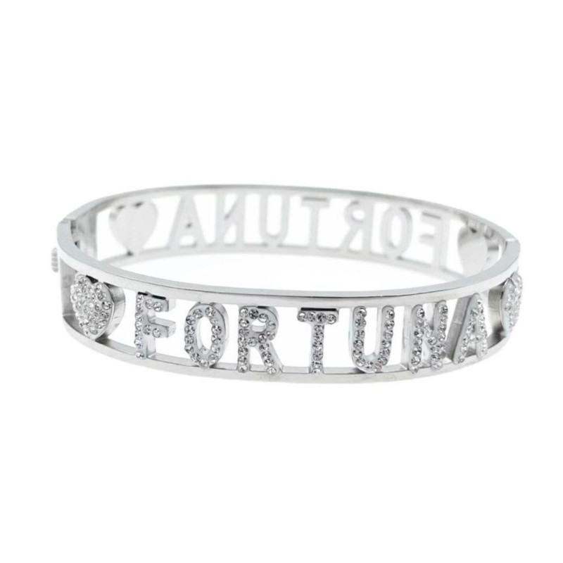BRACCIALE FRASE IN ACCIAIO "FORTUNA"