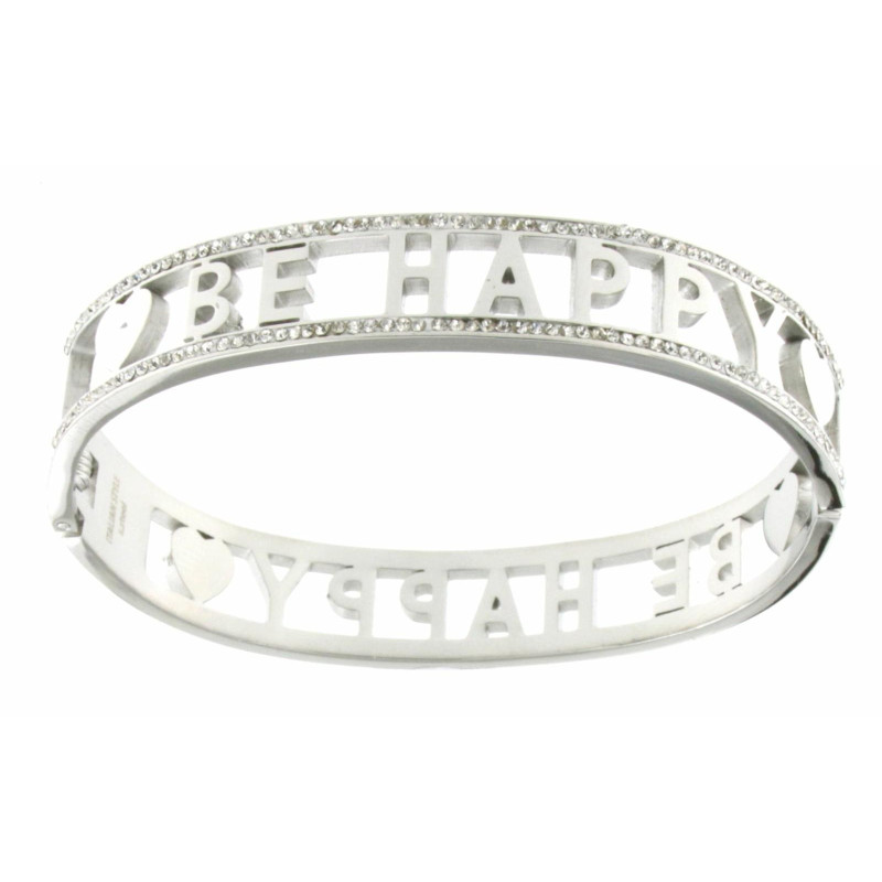 BRACCIALE NOME IN ACCIAIO "BE HAPPY"