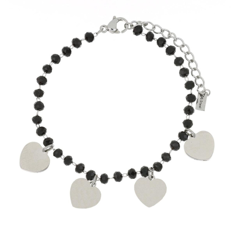 BRACCIALE AFRODITE CM 15+4 CON CUORI MM 9 IN ACCIAIO