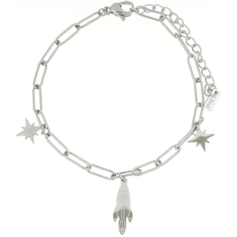 BRACCIALE AFRODITE CM 17+5 CON ROSA DEI VENTI IN ACCIAIO