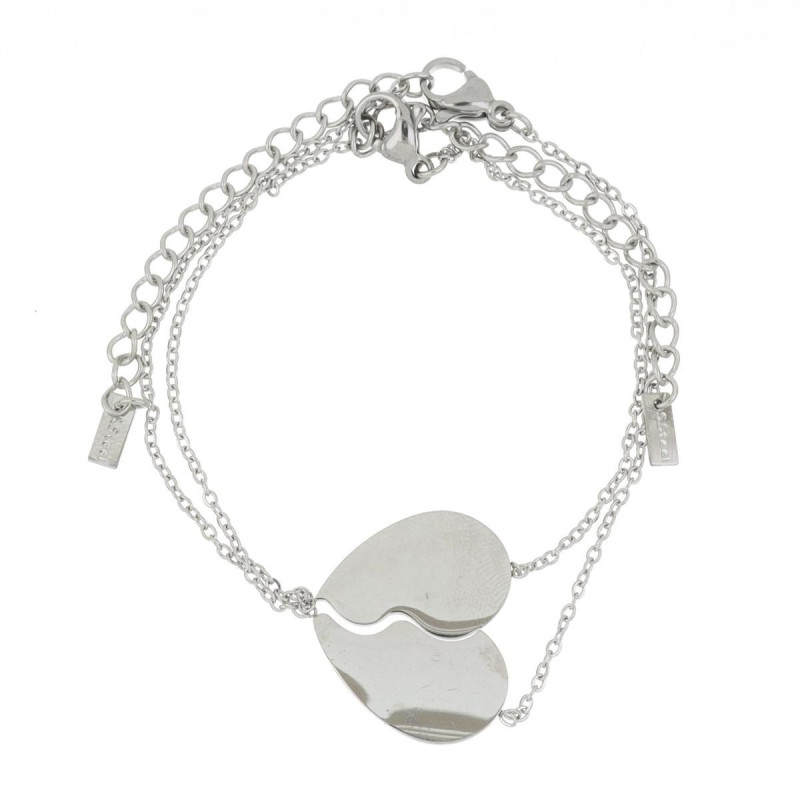 DOPPIO BRACCIALE AFRODITE CM 17+5 IN ACCIAIO CUORE SPEZZATO