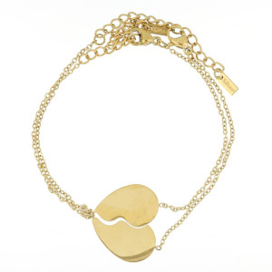 DOPPIO BRACCIALE AFRODITE CM 17+5 CUORE SPEZZATO IN ACCIAIO