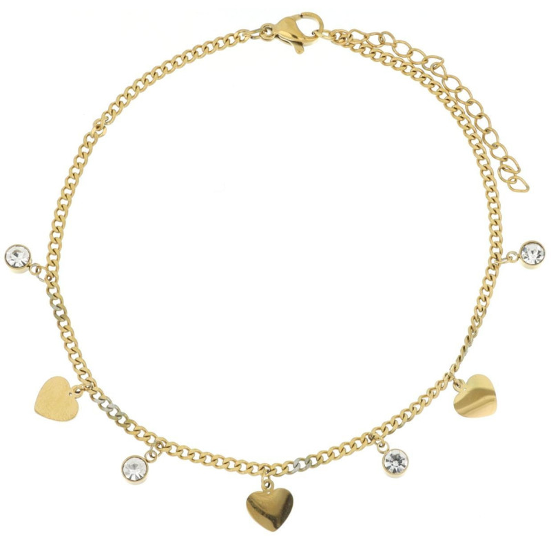 BRACCIALE AFRODITE DORATO CM 20+4 CON ZIRCONI IN ACCIAIO