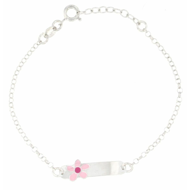 BRACCIALE "BABY" CON TARGA IN ARGENTO 925 FIORE