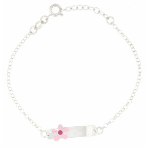 BRACCIALE "BABY" CON TARGA IN ARGENTO 925 FIORE