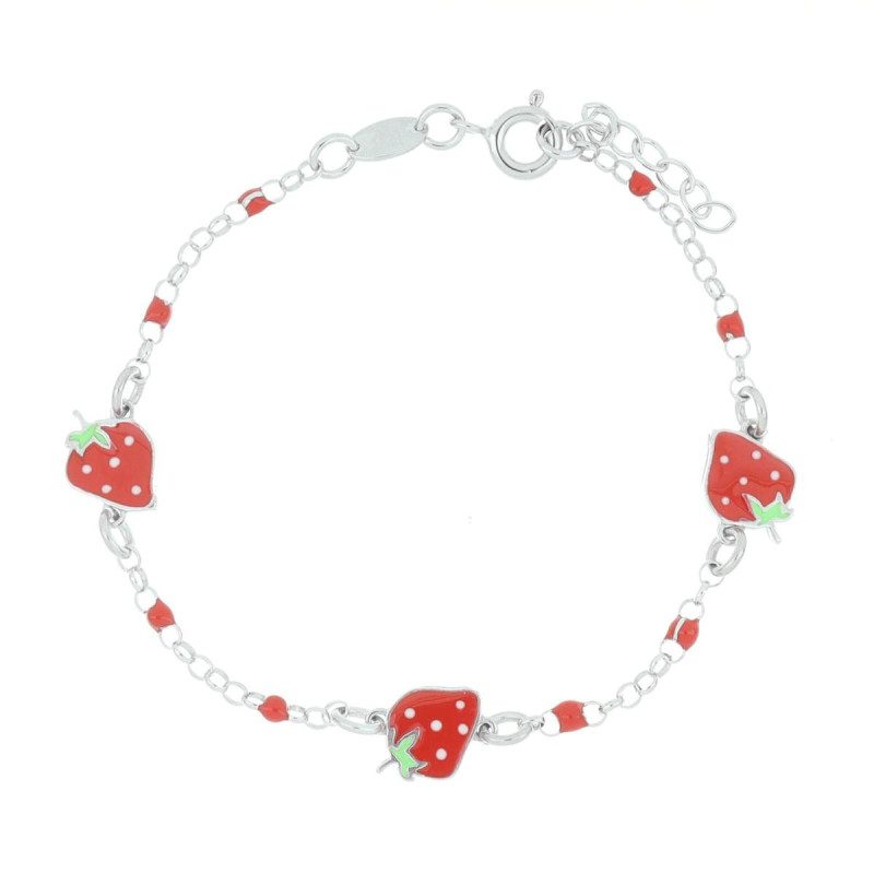 BRACCIALE CM 16+2 BABY FRAGOLA MM 10 IN ARGENTO 925