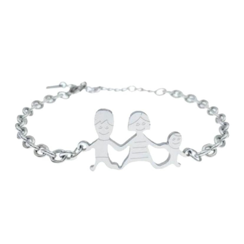 BRACCIALE FAMILY IN ACCIAIO PAPA', MAMMA E BIMBO