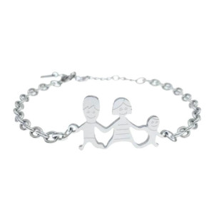 BRACCIALE FAMILY IN ACCIAIO PAPA', MAMMA E BIMBO