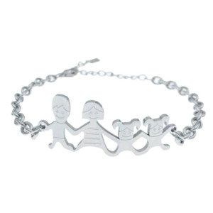 BRACCIALE FAMILY IN ACCIAIO PAPA', MAMMA E 2 BIMBE