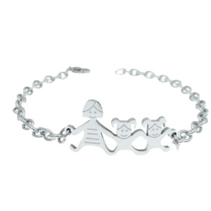 BRACCIALE FAMILY IN ACCIAIO MAMMA E 2 BIMBE